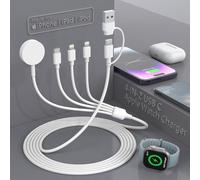 Cable de carga para reloj certificado MFi de 1,8 m, cargador 4 en 2 para iWatch y smartphone, cable de carga magnético con Watch Series, cargador de viaje para iPhone y Apple Watch, compatible