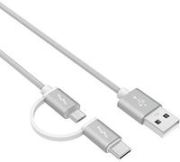 Cable de Carga Rápida 2 en 1 Tipo C y Micro USB Cargador Compatible con Amazon Kindle Fire HD 10 Kids Edition de 10,1 de 7ª y 9ª Generación 2017/2019 Tablet eReader 0,3A 1,5m de Cable de Carga