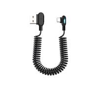 Cable De Carga Rápida - Cable De Carga Tipo C Retráctil En Espiral, Diseño Elástico Antienredos | Indicador De Brillo Nocturno Con Control De Voltaje Seguro, Cables De Alimentación Flexible Para Autom