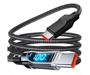 Cable de carga rápida de nailon tipo C a tipo C de 120 W con pantalla LED para grabadora digital Camp Snap CS-8 de 1 m, negro (tipo C, 1 metro)