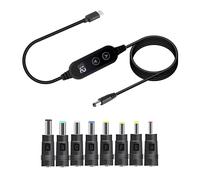 Cable de carga rápida PD universal de 65 W, USB-C a CC 5 V/9 V/12 V/15 V/20 V, adaptador multivoltaje ajustable con 8 conectores (6.0 x 4.0, 6.3 x 3.0, 5.5 x 2.5, 5.5 x 2.1, 5.5 x 1.7, 4.7 x 1.7, 4.0