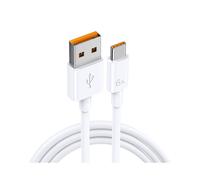 Cable de carga súper rápido USB-C de 66W 6A, compatible con Huawei, Xiaomi White 1 m