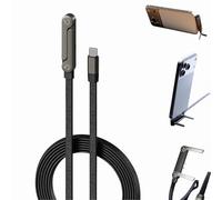 Cable de carga superrápido con soporte, 2 en 1 con soporte invisible y soporte, cable de carga rápida de 240 W con soporte para teléfono integrado para juegos, oficina y viajes, compatible (1 unidad)