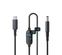 Cable de carga Tipo-C a DC 140W con pantalla digital, voltaje ajustable 6 pasos 5V-28V, 1.5m, compatible con PD3.1