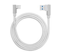 Cable de carga tipo C de 2m Cable de datos trenzado con codo de 90 grados para Samsung S9, Huawei P10 P9, Google Pixel, OnePlus 2/3 y más (blanco)
