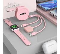 Cable de carga universal retráctil 3 en 1 + cable de carga para Apple Watch, USB A a Lightning + tipo C + cargador iWatch para iWatch Series 9, 8, 7, 6, 5, 4, 3, 2, SE, iPhone 15, 14, 13, 12