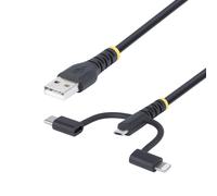 Cable de Carga USB 3-en-1 - STARTECH.COM - 1m - Certificado Apple MFi - Resistente - Negro