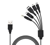 Cable de Carga USB 5-en-1, 1,2m Cable de Carga Multi-Dispositivo Compatible con DS Lite, New 3DS (XL/LL), New 3DS, 2DS, GBoys Advance SP, PSP 1000 2000 3000, DSi XL/LL, Gamepad Wii U