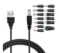 Cable de Carga USB A a Conector Hueco 13 en 1-1 m - Cable de alimentaci贸n Universal - con 13 Conectores - para Router, afeitadora, decodificador de TV, Tiras LED, concentrador Philips Hue
