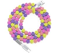 Cable de carga USB A a USB C con cuentas de 3 pies para iPhone 17 16 para CarPlay, cable de carga rápida tipo C para iPhone 17 16 15 Pro Max 16e/iPad/Samsung S26 S25 S24 A16/Android para niñas y