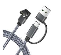 Cable de carga USB C 2 en 1 para reloj Garmi, 1 m cable de alimentación USB con tipo C para Garmin D2 Charlie/Delta/Quatix 5/8/5 zafiro/Vivoactive 3/3 music/Vivosport/EPIX 2/Venu X1/2 Plus/Endur