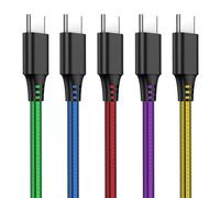 Cable de carga USB C, 2 m, 5 unidades, cable de carga rápida, PVC, USB tipo C, cable de datos para iPhone 15/15 Pro, para Samsung Galaxy S20/10 S9 S8 Plus 8, LG G5 G6, Google Pixel XL, Huawei Mate 10