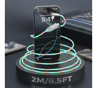 Cable de carga USB-C 2M, cable tipo C trenzado con luz intermitente, USB A-C para iPhone 16/15, Samsung Galaxy S23/S22/S21/S20, Note 10/9/8, Huawei, iPad, Switch, PS5 y otros dispositivos