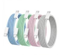 Cable de carga USB C, 60 W Pd USB C a USB C, cable de carga rápida compatible con iPhone 17, 16, 15, Google Pixel, Samsung, Huawei, Xiaomi, Sony, nailon trenzado [1 m, 4 unidades]