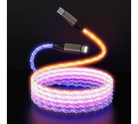 Cable de carga USB C a Lightning con luz LED, cable de carga gradual colorido RGB para iPhone 14 Pro Max13/12/11 Pro Max/Mini/XS MAX/XR/XS/X/8/7/Plus iPad-3 pies, [certificado Apple MFi]