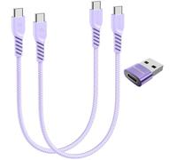 Cable de carga USB C a USB C de 60 W (30 cm + 30 cm + adaptador), cable trenzado fuerte tipo C a C, cable de datos de carga rápida compatible con iPhone 15, iPad Pro 2022, MacBook Pro, Samsung