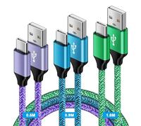 Cable de carga USB C para teléfono móvil, [0,5 M+0,9 M+1,8 M], cable de carga rápida tipo C para Samsung Galaxy S25/S24 Ultra/S23 FE/S22/S21/S20/A12/A13/A14/A15/A16/A17/A22/A33/A34/A355 /A55 A54 5G