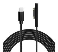 Cable de carga USB-C Surface, 2.0m trenzado en nylon, 45W (15V/3A) compatible con PD, para Microsoft Surface Pro 3/4/5/6/7, Go 2, Laptop 1/2/3, Book 1/2. (Se requiere cargador PD)