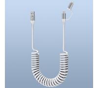 Cable de carga USB C y Lightning 2 en 1 con Carplay y Android Auto, cable de carga rápida USB C en espiral compatible con Carplay , cable combinado con tipo C/Lightning para iPhone/Android/iPad