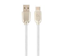 CABLE DE CARGA Y DATOS GEMBIRD USB TIPO C DE CAUCHO PREMIUM, 2M, BLANCO
