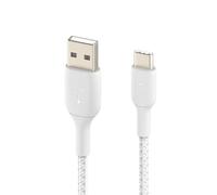 Cable de carga y sincronización Belkin USB a USB-C 18W Nylon trenzado 1 m blanco