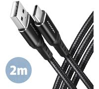 Cable de cargamento AXAGON BUCM-AM15AB USB-C <-> USB-A, 1.5m, USB 2.0, 3A, ALU, braid, Negro