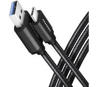 Cable de cargamento AXAGON BUCM3-AM20AB USB-C <-> USB-A, 2m, USB 3.2 Gen 1, 3A, ALU, braid, Negro