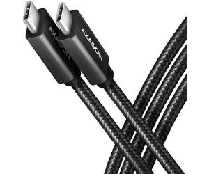 Cable de cargamento AXAGON BUCM32-CM10AB USB-C <-> USB-C 3.2 Gen 2, 1m, PD 100W, 5A, 4K HD, ALU, braid, Negro