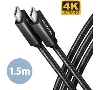 Cable de cargamento AXAGON BUCM32-CM15AB USB-C <-> USB-C 3.2 Gen 2, 1.5m, PD 100W, 5A, 4K HD, ALU, braid, Negro