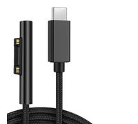 Câble de charge USB-C Surface, Câble de charge en tressé pour Microsoft Surface Pro 7/6/5/4/3 Go3/2/1 ordinateur portable 4/3/2/1, doit fonctionner avec un chargeur USB-C 45 W 15 V 3 A (noir, 1.5 m)