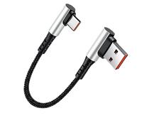 Câble De Chargement Type C - 0,25 M 6A Nylon Tressé - Câble USB C Court À Angle Droit, Charge Rapide Et De Données Pour PC, Ordinateur Portable, Power Bank, Voiture Et Jeux Mobiles