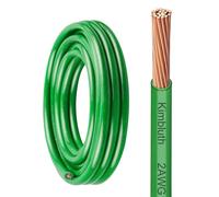 Cable de cobre trenzado THHN de 2 AWG de 25 pies, alambre de construcción de calibre 2 600 V de nailon para cableado de panel, conducto interior, CNC, conexión a tierra, industrial (calibre 2, verde)