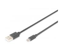Digitus Cable USB 2.0 USB A a Micro B 1,0 m 480 Mbit/s Negro
