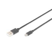 Digitus Cable USB 2.0 USB A a Micro B 1,0 m 480 Mbit/s Negro