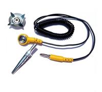 Cable de conexión a tierra ESD en espiral con clip de cocodrilo y ventosas, cable antiestático para reparación electrónica, construcción y protección de PC, 1,8 m, amarillo y negro