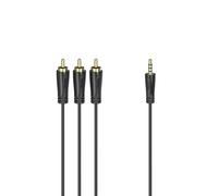 Cable de conexión, conector macho de 3,5 mm 4 pines - 3 f. RCA macho, 1,5m