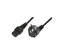 Cable de alimentación Schuko/IEC C13 recto M/F de 3m negro con bloqueo IEC LOCK