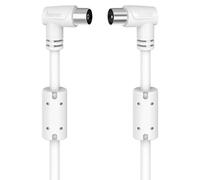 Hama Cable de antena M-H 90º 1,5 m triple blindaje enchufe coaxial 90 dB ángulo recto Blanco