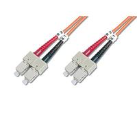 Cable de conexión DIGITUS LWL OM1 - Cable de Fibra óptica SC a SC de 5 m - LSZH - Duplex Multimodo 50/125µ - 10 GBit/s - Naranja