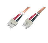 Digitus Cable de conexión LWL OM2 - Cable de Fibra óptica SC a SC de 10 m - LSZH - Duplex Multimodo 50/125µ - 10 GBit/s - Naranja