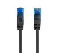 Cable de conexión Ethernet Cat.5e U/UTP transmisión hasta 1Gigabit, 2 Conectores RJ45, Cable de PVC, CCA, AWG 26/7. Ideal para transmisión por Fibra óptica con regi Gigabit/LAN 1m, Negro
