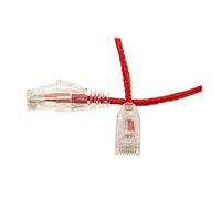 Cable de conexión Ethernet Cat6 fino 28 AWG, aprobado ETL, conectores RJ45 chapados en oro, sin enganches, sin blindaje, par trenzado (UTP), cable de conexión de red Internet, rojo, 3 m