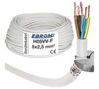 Cable de conexión para cocina H05VV-F 5G 2,5 mm², 5 x 2,5 mm², blanco, 5 m 10 m o 15 metros