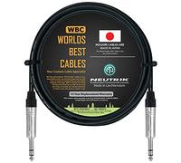 Cable de conexión TRS equilibrado, hecho a medida por WORLDS BEST CABLES - utilizando cable Mogami 2549 (negro) y tapones estéreo Neutrik NP3X TRS Neutrik