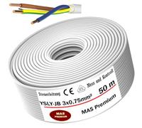 Cable de control flexible YSLY-JB de 5 a 250 m, 3 x 0,75 mm², color gris, cable de medición, control y regulación para máquinas herramientas, línea de control (50 m)