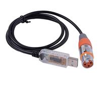 Cable de control USB a DMX RS485 - Adaptador convertidor serie FTDI XLR de 3 pines - Cable de iluminación de escenario (1 m, carcasa transparente USB)