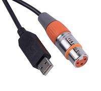 Cable de control USB a DMX RS485 - Adaptador convertidor serie FTDI XLR de 3 pines - Cable de iluminación de escenario (1 m, carcasa negra USB)