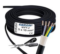 Cable de corriente de alta tensión - Cable subterráneo - NYY-J 5 x 10 mm² - negro - siempre en una longitud