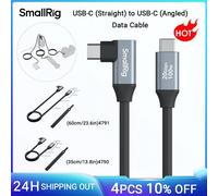 Cable de datos en ángulo SmallRig USB-C recto a USB-C, compatible con carga rápida de 20Gbps y 100W, Cable de banco de energía para batería de cámara DSLR 35cm 4790
