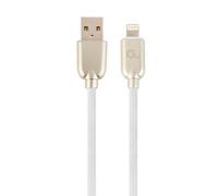 CABLE DE DATOS Y CARGA GEMBIRD 8 PINES DE CAUCHO PREMIUM, 1 M, BLANCO (CC-USB2R-AMLM-1M-W)